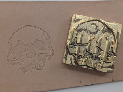 Grunge Half Skull Plate Stamp